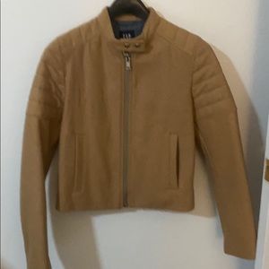 Gap Wool Quilted Moto Camel Jacket (S)